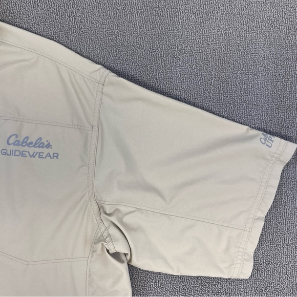 Cabela's Shirt Large Beige Button up GlideWear Vented Performance UPF 50 Men - Picture 4 of 13